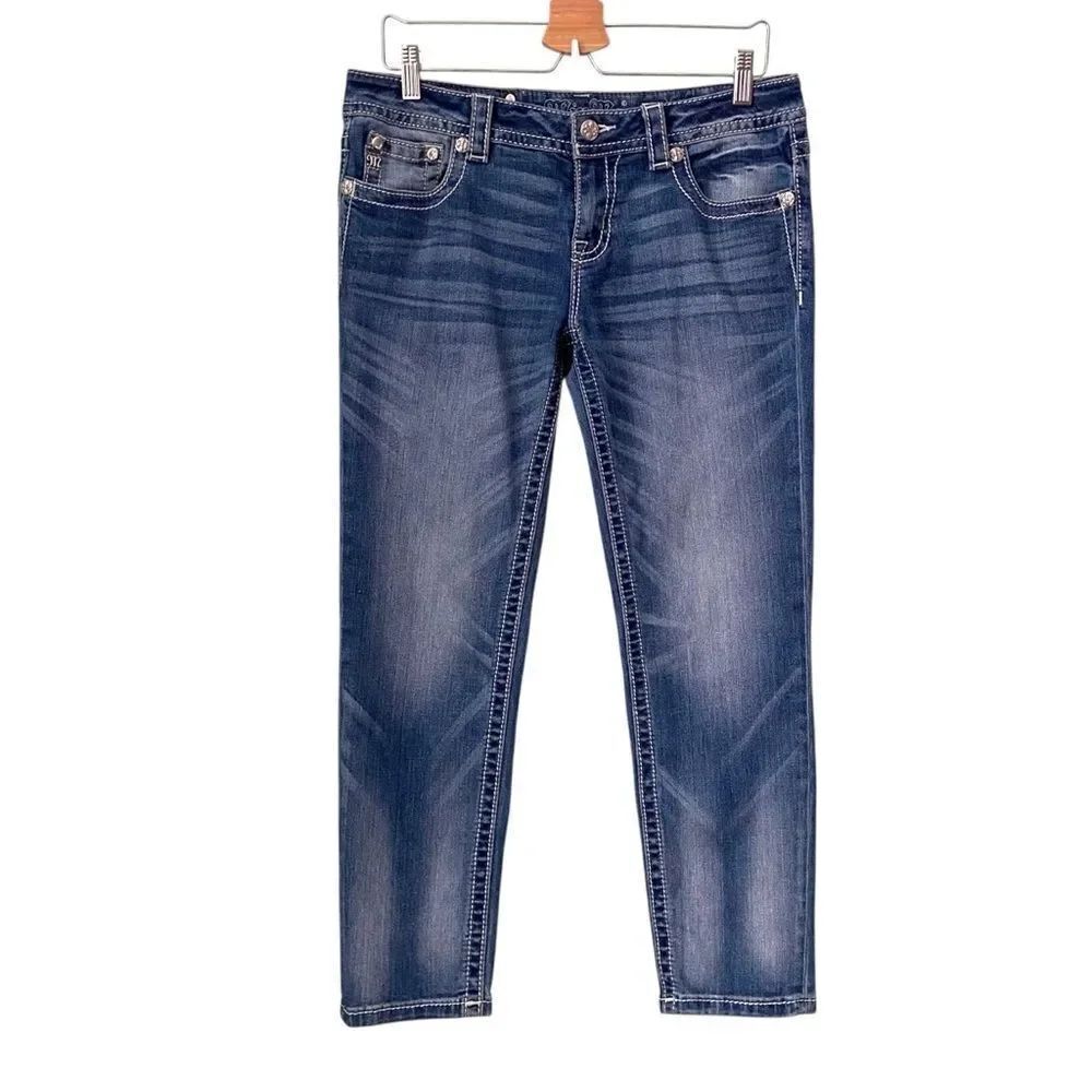 Miss Me Dark Blue Ankle Skinny Jeans Style # JP8715AK in Size 30
